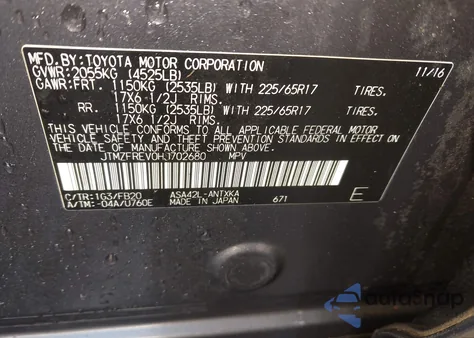 2017 Toyota Rav4 Le from USA, damaged, VIN JTMZFREV0HJ702680